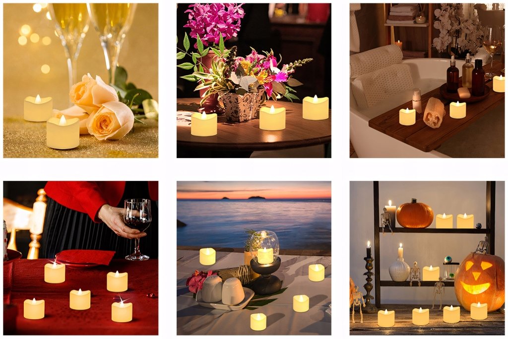 Świeczki LED tealight 24 szt., migoczący płomień, ciepła biel | REEVE