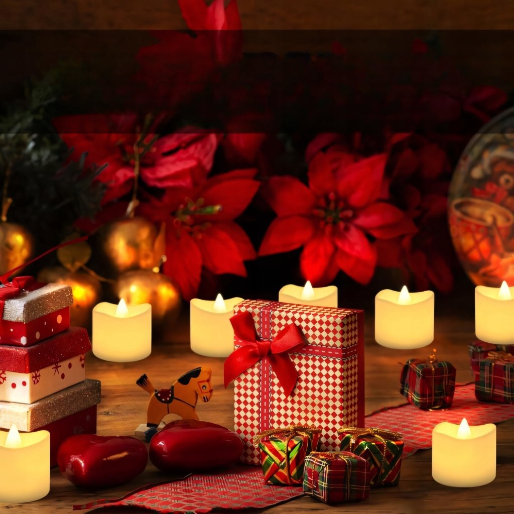 Świeczki LED tealight 24 szt., migoczący płomień, ciepła biel | REEVE