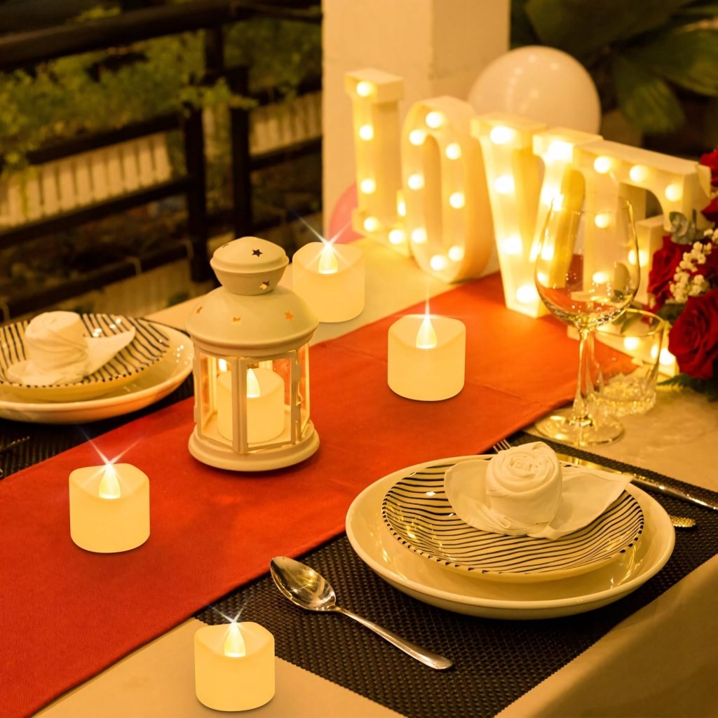 Świeczki LED tealight 24 szt., migoczący płomień, ciepła biel | REEVE