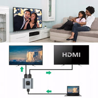 Switch HDMI dwukierunkowy 4K 60 Hz, 2 × 1 lub 1 × 2, aluminium | REEVE