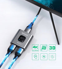 Switch HDMI dwukierunkowy 4K 60 Hz, 2 × 1 lub 1 × 2, aluminium | REEVE