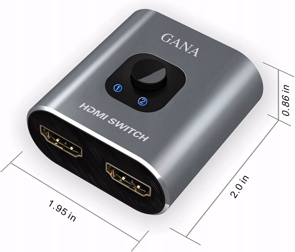 Switch HDMI dwukierunkowy 4K 60 Hz, 2 × 1 lub 1 × 2, aluminium | REEVE