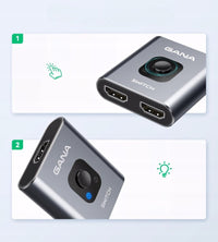Switch HDMI dwukierunkowy 4K 60 Hz, 2 × 1 lub 1 × 2, aluminium | REEVE