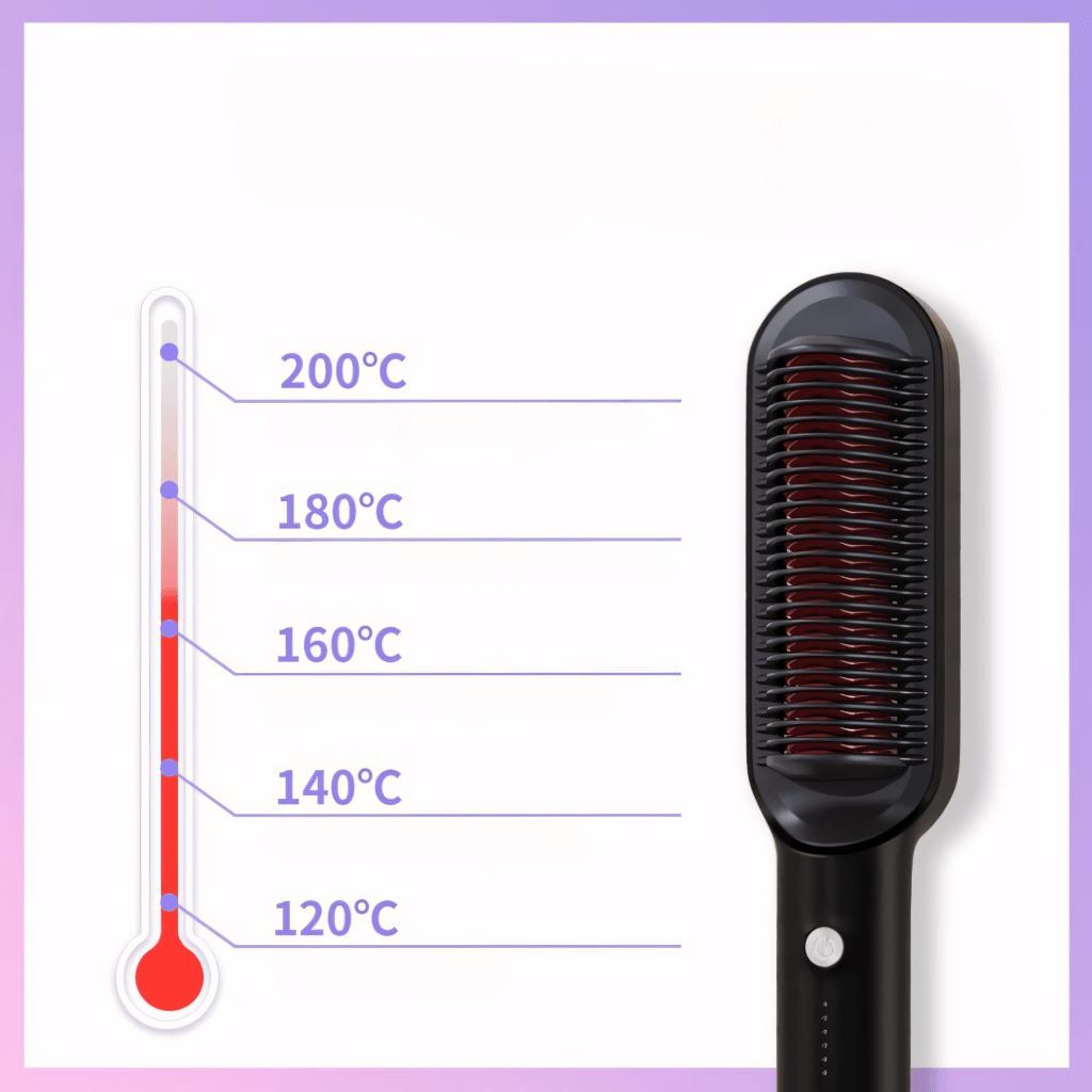 Szczotka prostująca do włosów ceramiczna, 5 temperatur 120–200°C | REEVE
