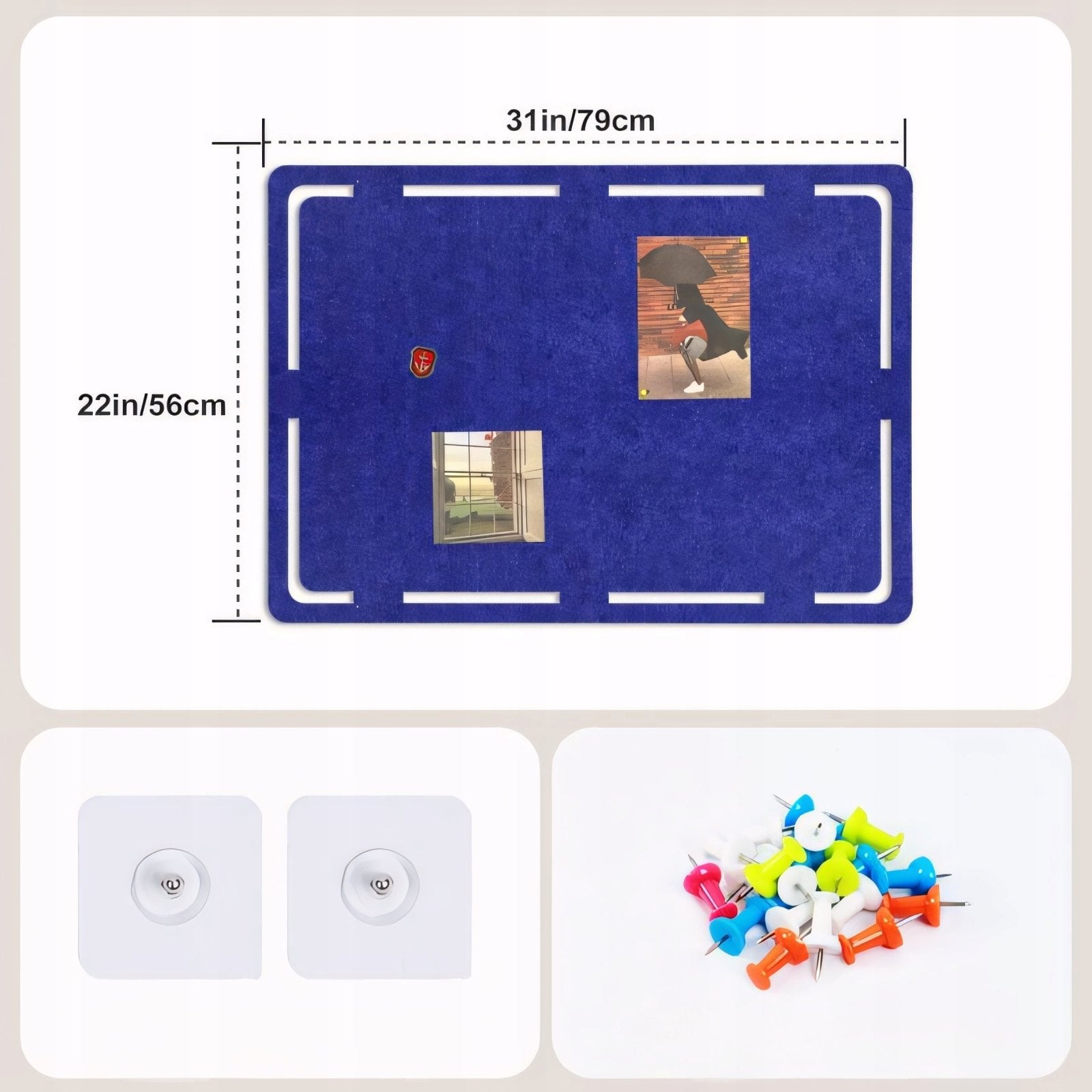 Tablica filcowa 79x56 cm niebieska samoprzylepna | REEVE