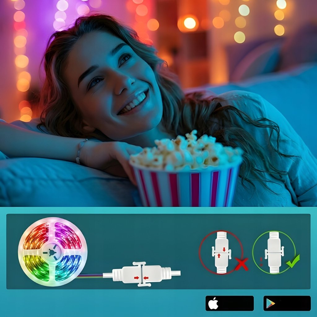 Taśma LED RGB 20 m, 5050, Bluetooth, aplikacja i pilot, IP20 | REEVE