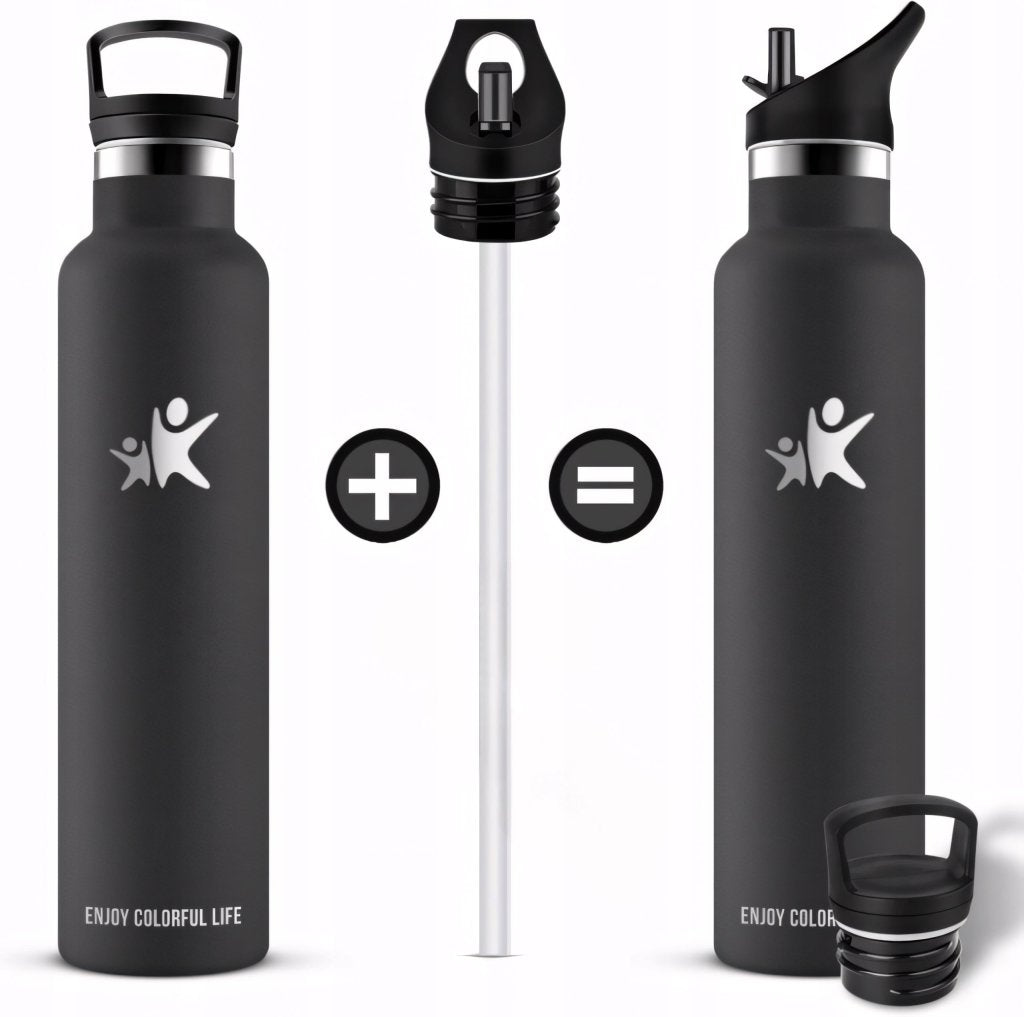 Termos kubek butelka termiczna 1L 1000ml stalowa 2 nakrętki | REEVE