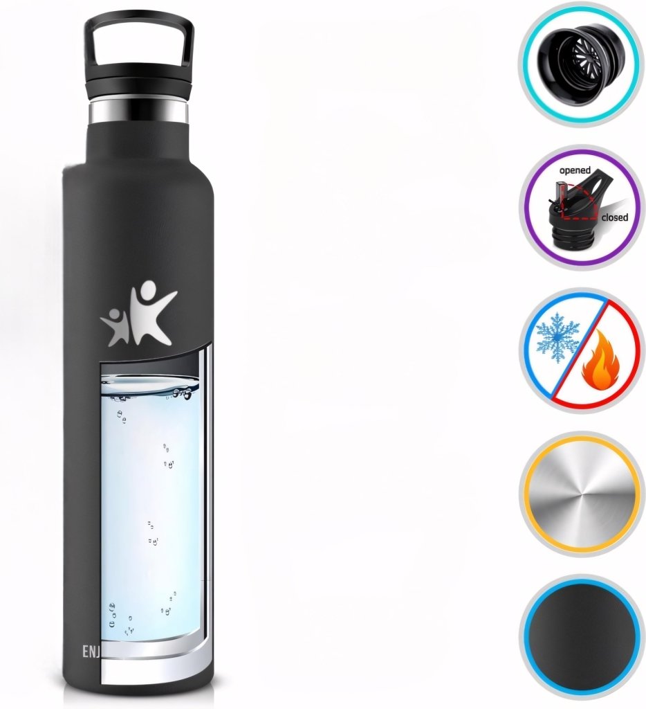 Termos kubek butelka termiczna 1L 1000ml stalowa 2 nakrętki | REEVE