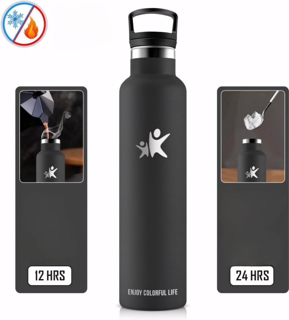 Termos kubek butelka termiczna 1L 1000ml stalowa 2 nakrętki | REEVE