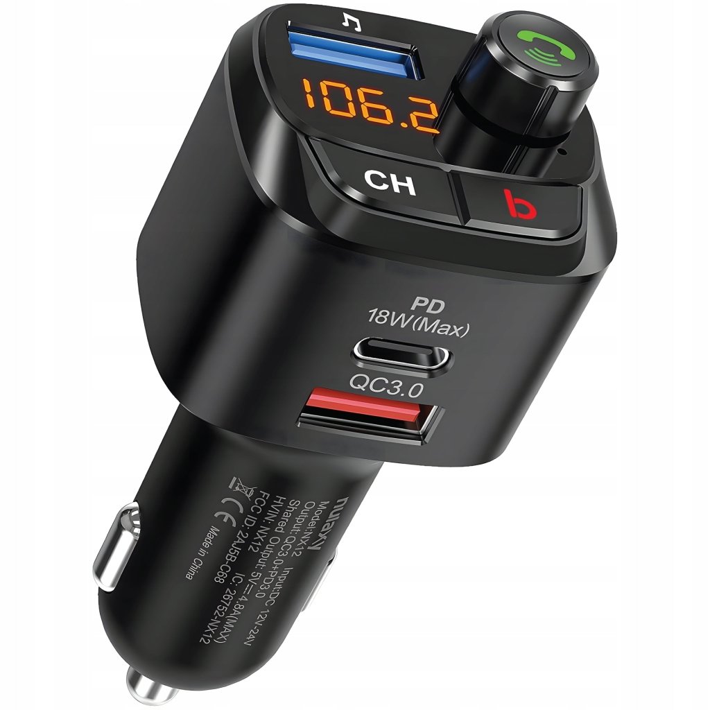 Transmiter FM bluetooth Nulaxy NX12 PD 18W QC3.0 | REEVE
