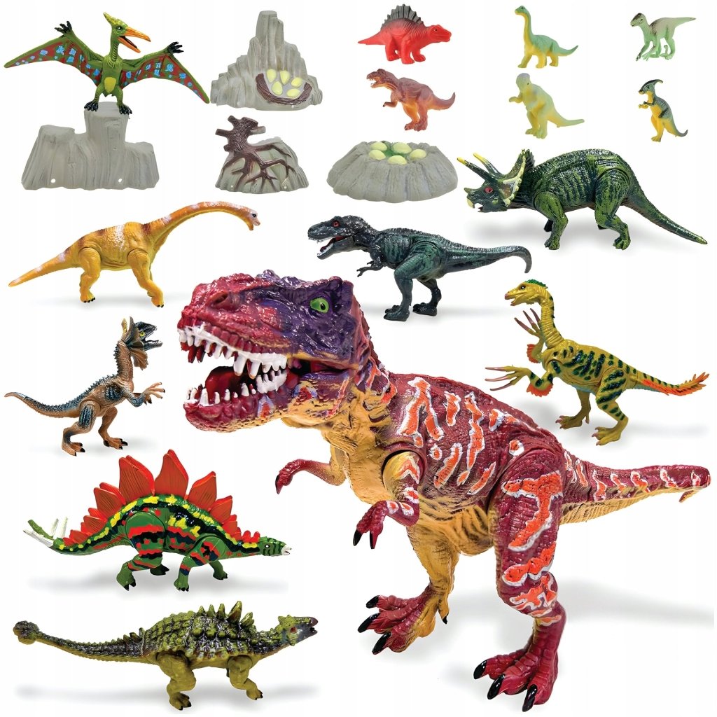 Zestaw figurek dinozaury 20szt ruchome duże T - Rex tyranozaur | REEVE