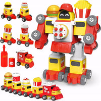 Zestaw konstrukcyjny 76 elementów — robot lub pociąg, ze śrubokrętem | REEVE