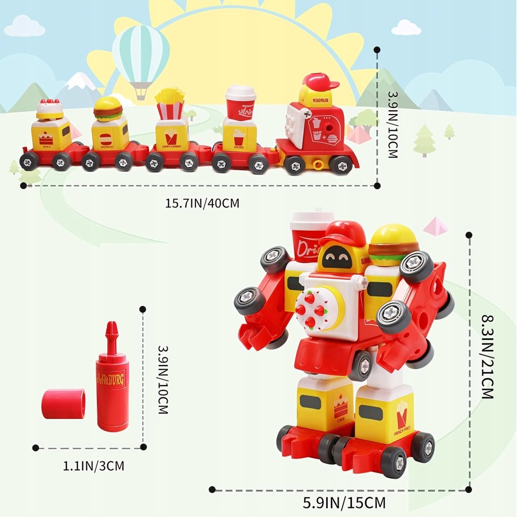 Zestaw konstrukcyjny 76 elementów — robot lub pociąg, ze śrubokrętem | REEVE