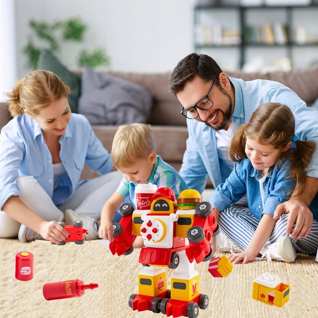 Zestaw konstrukcyjny 76 elementów — robot lub pociąg, ze śrubokrętem | REEVE