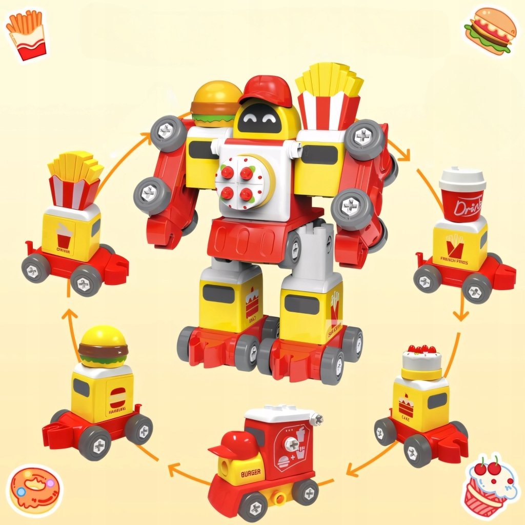 Zestaw konstrukcyjny 76 elementów — robot lub pociąg, ze śrubokrętem | REEVE