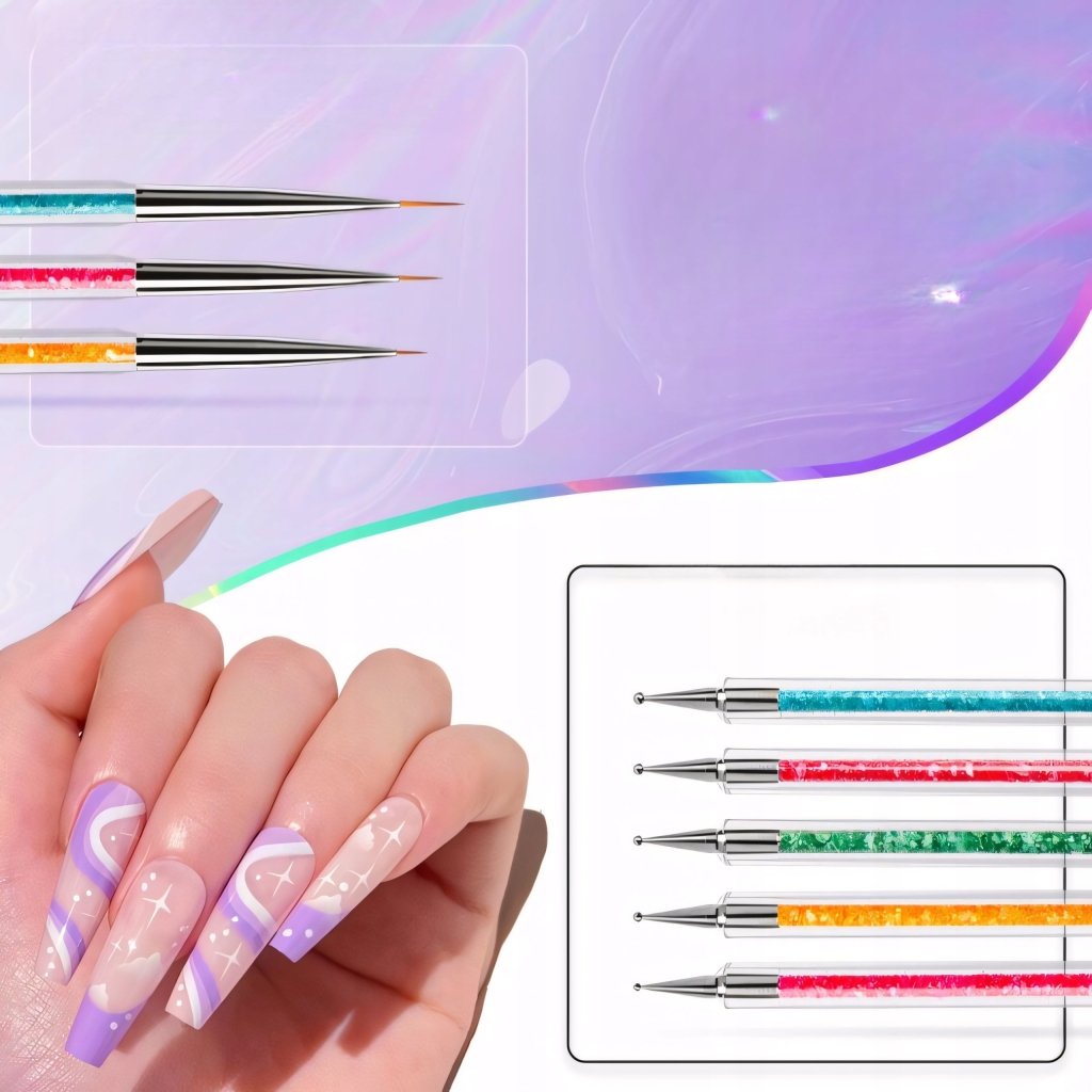 Zestaw pędzelków do paznokci 8 szt. dwustronne | REEVE