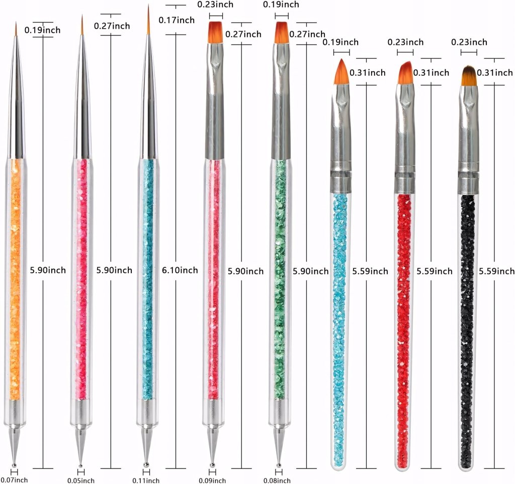 Zestaw pędzelków do paznokci 8 szt. dwustronne | REEVE